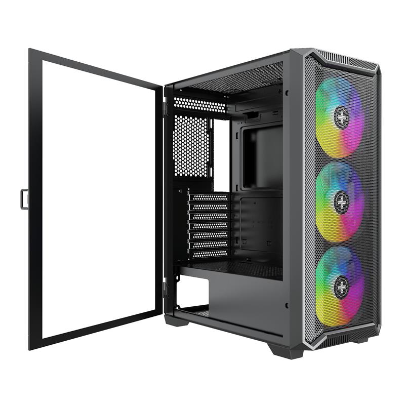 Xilence Xilent Blade II Black ATX tempered glass window mesh front case 3 x 120 mm ARGB fan included