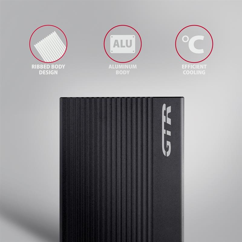 Axagon EE25-GTR USB-C 3.2 Gen 2 - SATA 6G 2.5\"" externes Festplattengehäuse geriffelt HDD-/SSD-behuizing Zwart 2.5""