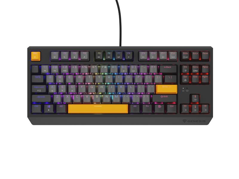 GENESIS Thor 230 TKL toetsenbord Gamen USB + RF Wireless + Bluetooth QWERTY Zwart, Grijs, Oranje