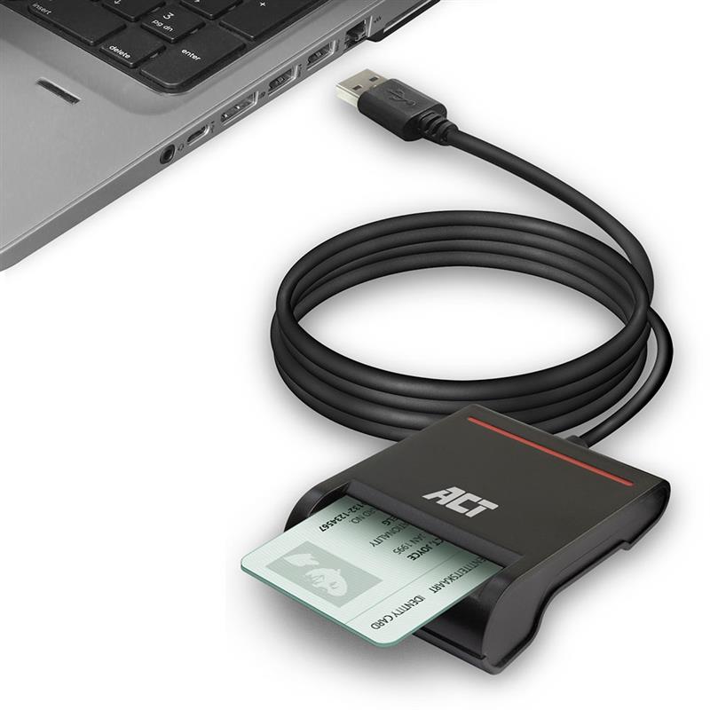 ACT AC6015 smart card reader Binnen USB USB 2.0 Zwart