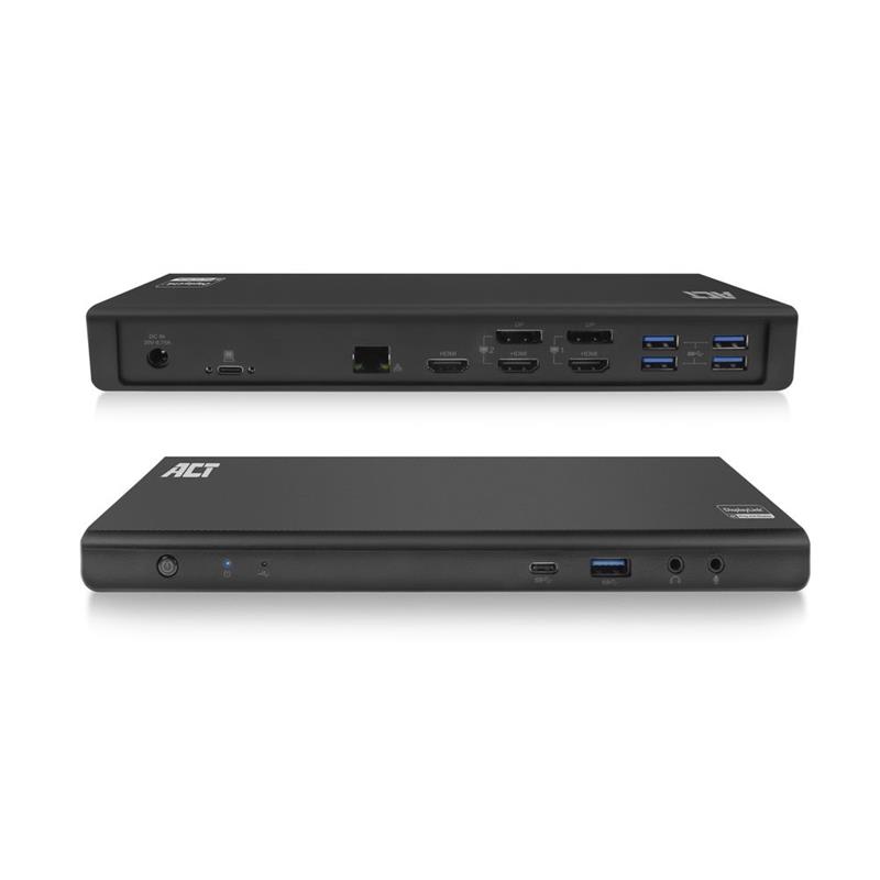 ACT AC7048 notebook dock & poortreplicator Bedraad USB 3.2 Gen 1 (3.1 Gen 1) Type-C Zwart