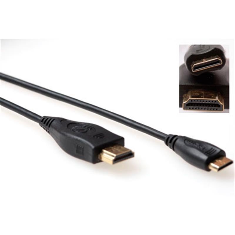 ACT 1m HDMI A/C HDMI kabel HDMI Type A (Standaard) HDMI Type C (Mini) Zwart