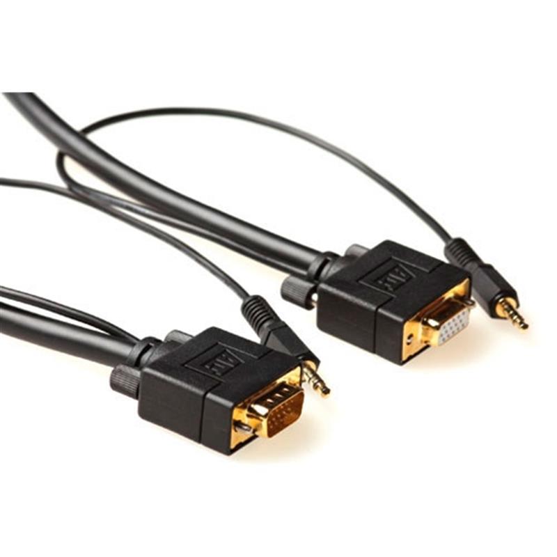ACT 2m VGA + 3.5mm VGA kabel VGA (D-Sub) + 3.5 mm (1/8"") Zwart