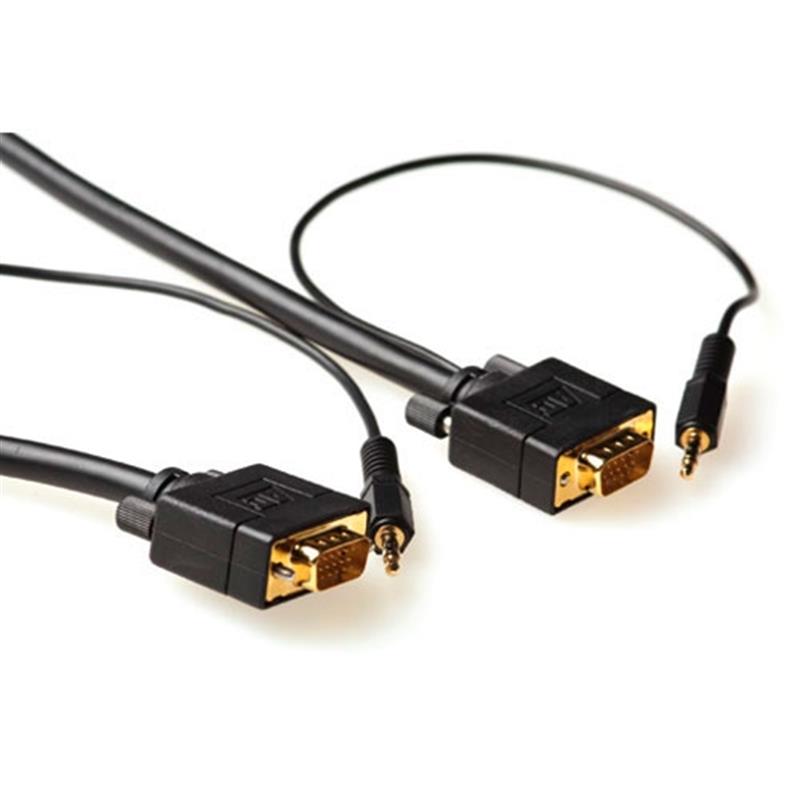 ACT 2m VGA + 3.5mm VGA kabel VGA (D-Sub) + 3.5 mm (1/8"") Zwart