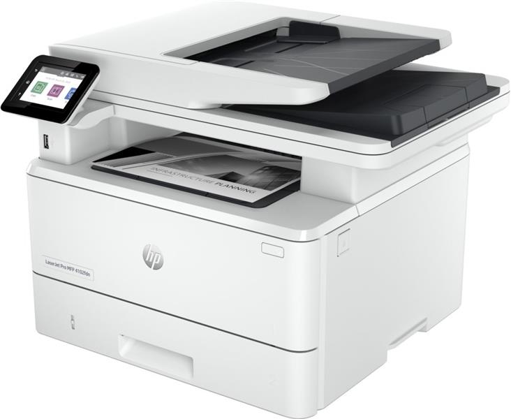 HP LaserJet Pro MFP 4102fdn printer, Zwart-wit, Printer voor Kleine en middelgrote ondernemingen, Printen, kopiëren, scannen, faxen, Geschikt voor Ins