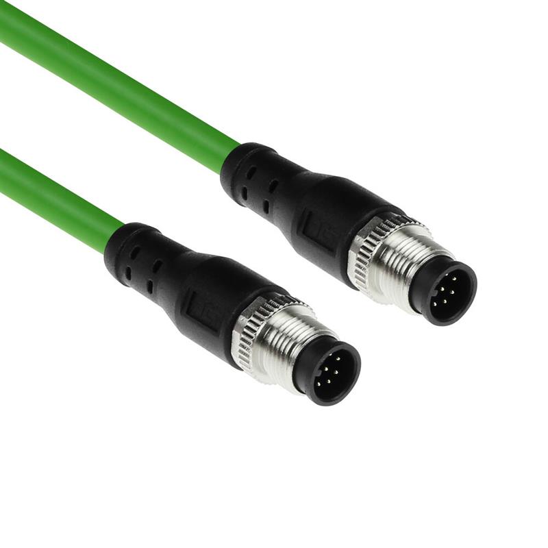 ACT Industrial 3,00 meter Sensor kabel M12A 8-polig male naar M12A 8 pins male, Ultraflex TPE kabel, afgeschermd