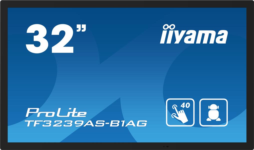 iiyama TF3239AS-B1AG beeldkrant Digitale signage flatscreen 80 cm (31.5"") LED 500 cd/m² 2.4K Ultra HD Zwart Touchscreen Type processor Android 24/7