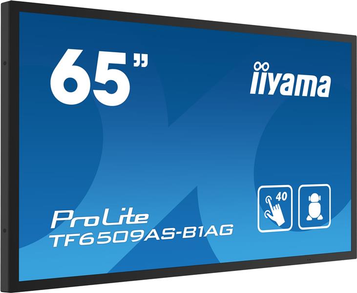 iiyama TF6539AS-B1AG beeldkrant Digitale signage flatscreen 163,8 cm (64.5"") LED 500 cd/m² 4K Ultra HD Zwart Touchscreen Type processor Android 24/7