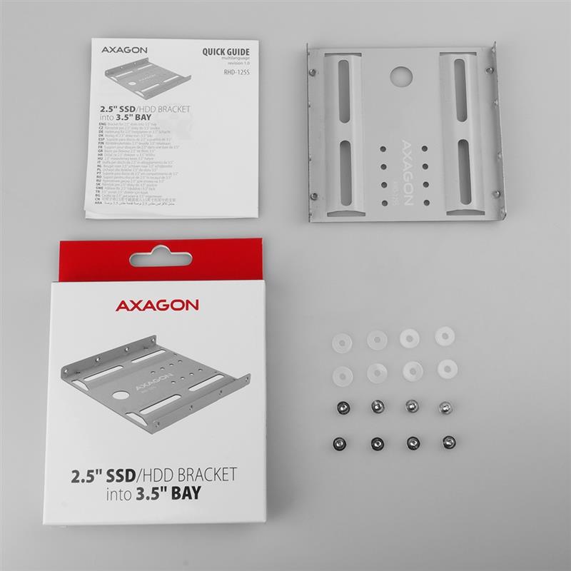 Axagon RHD-125B Halterahmen für 1x 2.5\"" im 3.5\"" Slot - grau Grijs Metaal