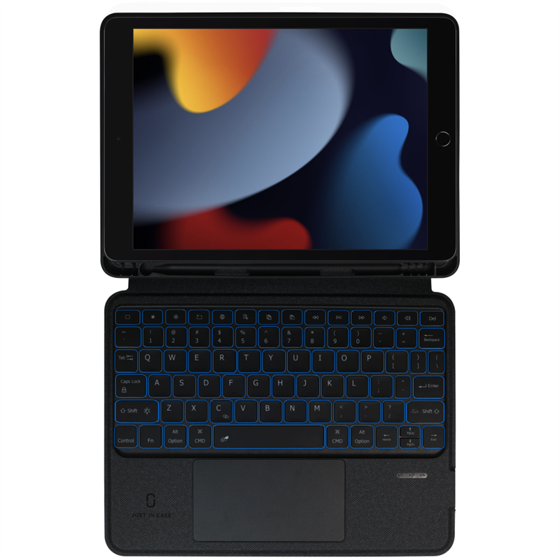 iPad 2021 9th Gen 2020 8th Gen Back Cover Flap Qwerty Keyboard - Black