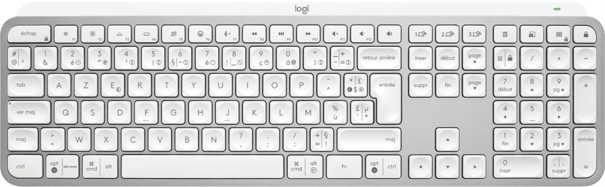 Logitech MX Keys S toetsenbord RF-draadloos + Bluetooth AZERTY Frans Aluminium, Wit