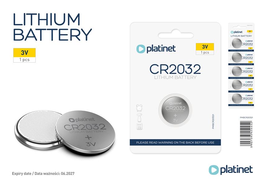 Platinet PMBCR2032 huishoudelijke batterij Wegwerpbatterij CR2032 Lithium