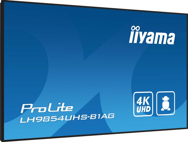 iiyama LH9854UHS-B1AG beeldkrant Digitale signage flatscreen 2,48 m (97.5"") LCD Wifi 500 cd/m² 4K Ultra HD Zwart Type processor Android 11 24/7