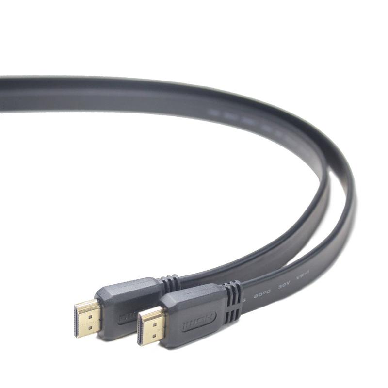 High Speed HDMI platte kabel met Ethernet 1 m zwart