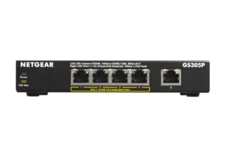 Netgear GS305Pv2 Unmanaged Gigabit Ethernet (10/100/1000) Power over Ethernet (PoE) Zwart