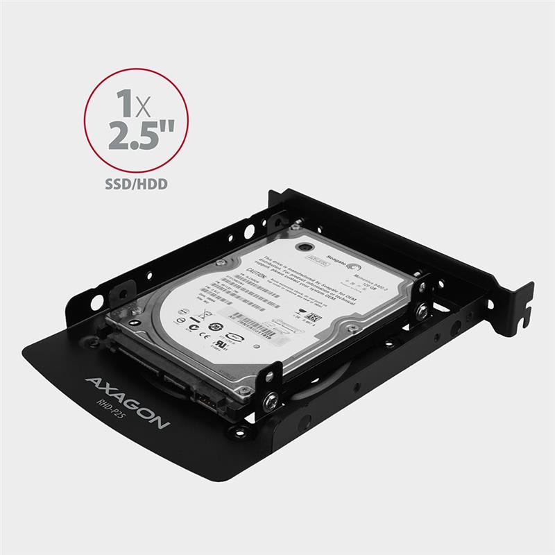 Axagon RHD-225 Halterahmen für 2x 2.5\"" im 3.5\"" PCI-Slot - schwarz Zwart Metaal