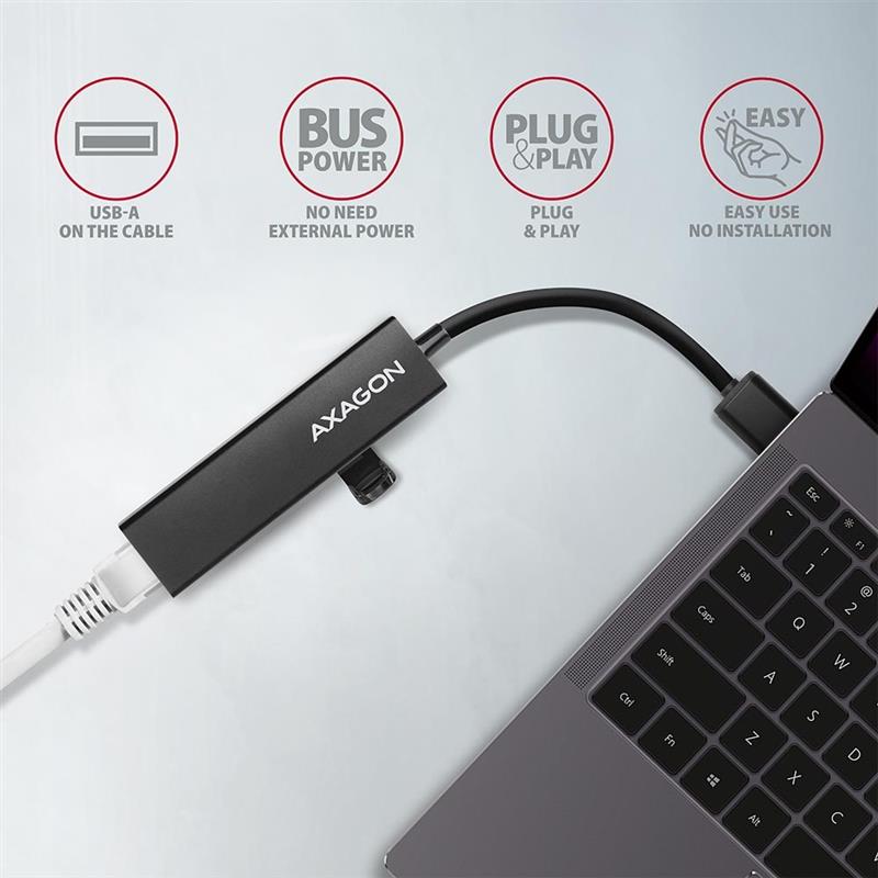 Axagon HMA-GL3A Multiport-Hub USB 3.0 Typ A Gbit-LAN 3x USB-A microSD Bedraad USB 3.2 Gen 1 (3.1 Gen 1) Type-A Zwart