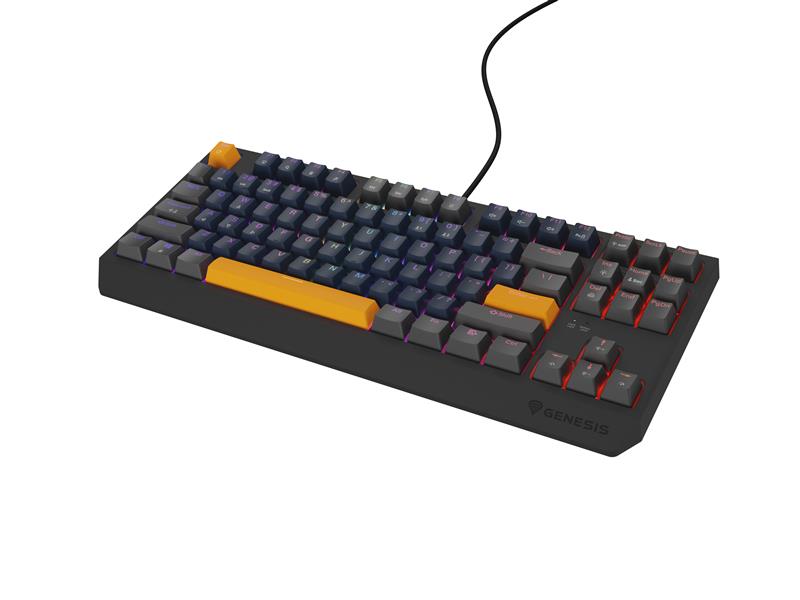 GENESIS THOR 230 TKL toetsenbord Gamen USB + RF Wireless + Bluetooth QWERTY Zwart, Blauw, Grijs, Oranje