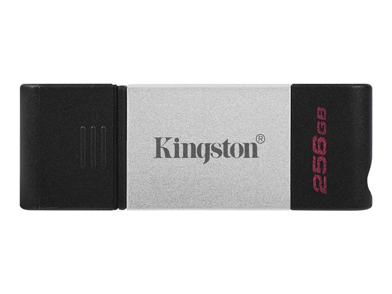 Kingston Technology DataTraveler 80 USB flash drive 256 GB USB Type-C 3 2 Gen 1 3 1 Gen 1 Zwart Zilver