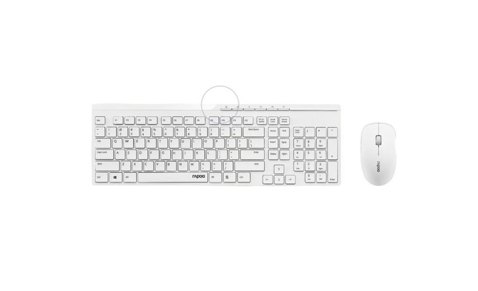 Rapoo 8100 Wireless Keyboard+Mouse Desktopset - White AZERTY / REFURB