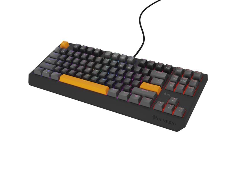 GENESIS Thor 230 TKL toetsenbord Gamen USB + RF Wireless + Bluetooth QWERTY Zwart, Grijs, Oranje