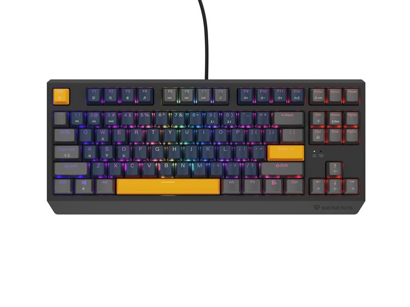 GENESIS THOR 230 TKL toetsenbord Gamen USB + RF Wireless + Bluetooth QWERTY Zwart, Blauw, Grijs, Oranje