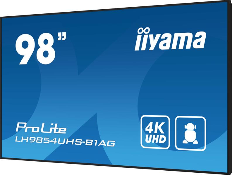 iiyama LH9854UHS-B1AG beeldkrant Digitale signage flatscreen 2,48 m (97.5"") LCD Wifi 500 cd/m² 4K Ultra HD Zwart Type processor Android 11 24/7