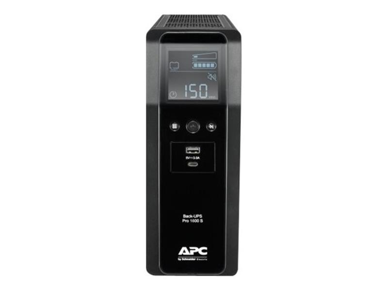 APC Back-UPS PRO BR1600SI - Noodstroomvoeding, 8x C13 uitgang, 2x USB charger (type A & C), 1600VA, USB dataport