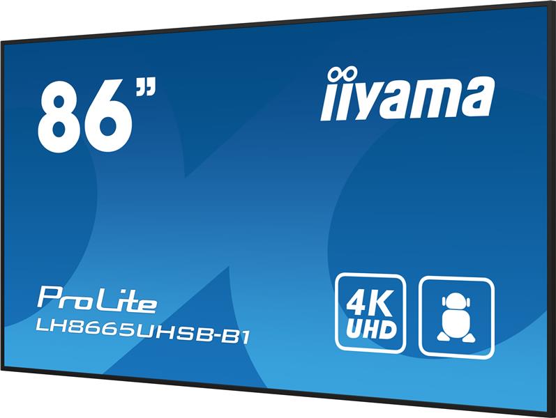 iiyama LH8665UHSB-B1 beeldkrant Kiosk-ontwerp 2,18 m (86"") LED Wifi 800 cd/m² 4K Ultra HD Zwart Type processor Android 11 24/7