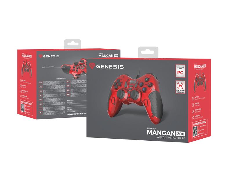 GENESIS MANGAN 200 Rood USB 2.0 Gamepad Analoog/digitaal PC