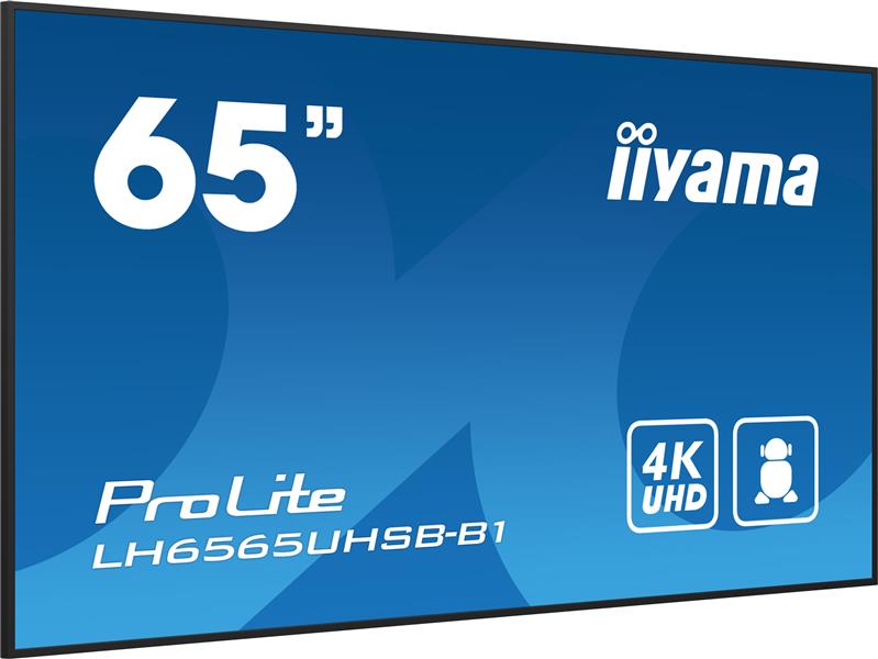 iiyama LH6565UHSB-B1 beeldkrant Kiosk-ontwerp 163,8 cm (64.5"") LED Wifi 800 cd/m² 4K Ultra HD Zwart Type processor Android 11 24/7