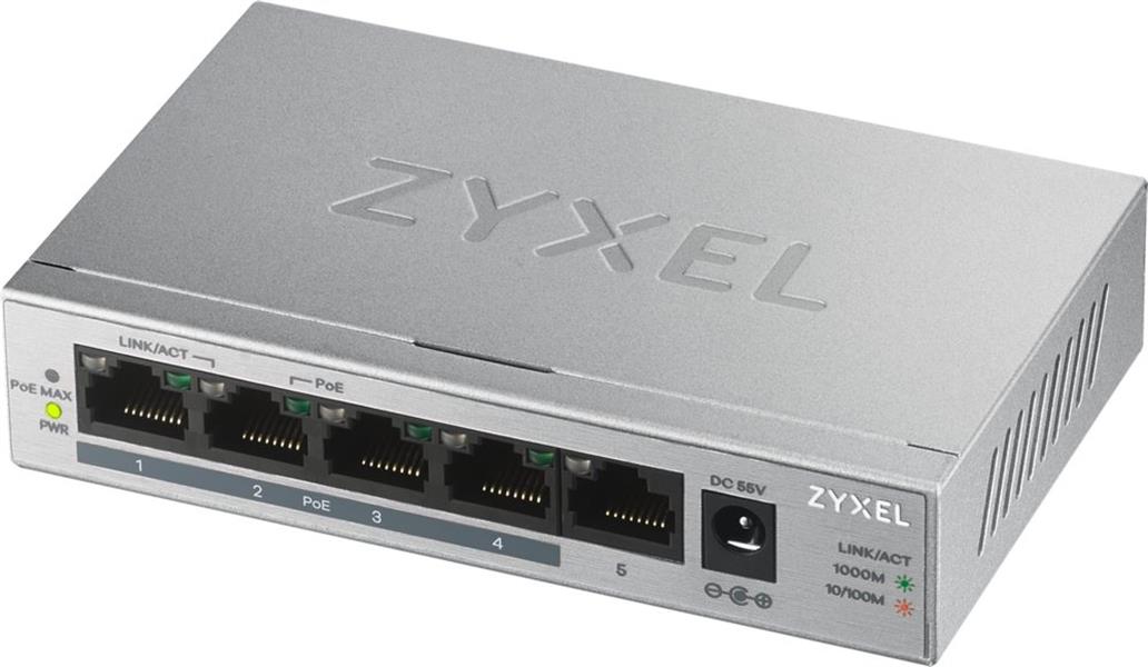 Zyxel GS1005HP Unmanaged Gigabit Ethernet (10/100/1000) Zilver Power over Ethernet (PoE)