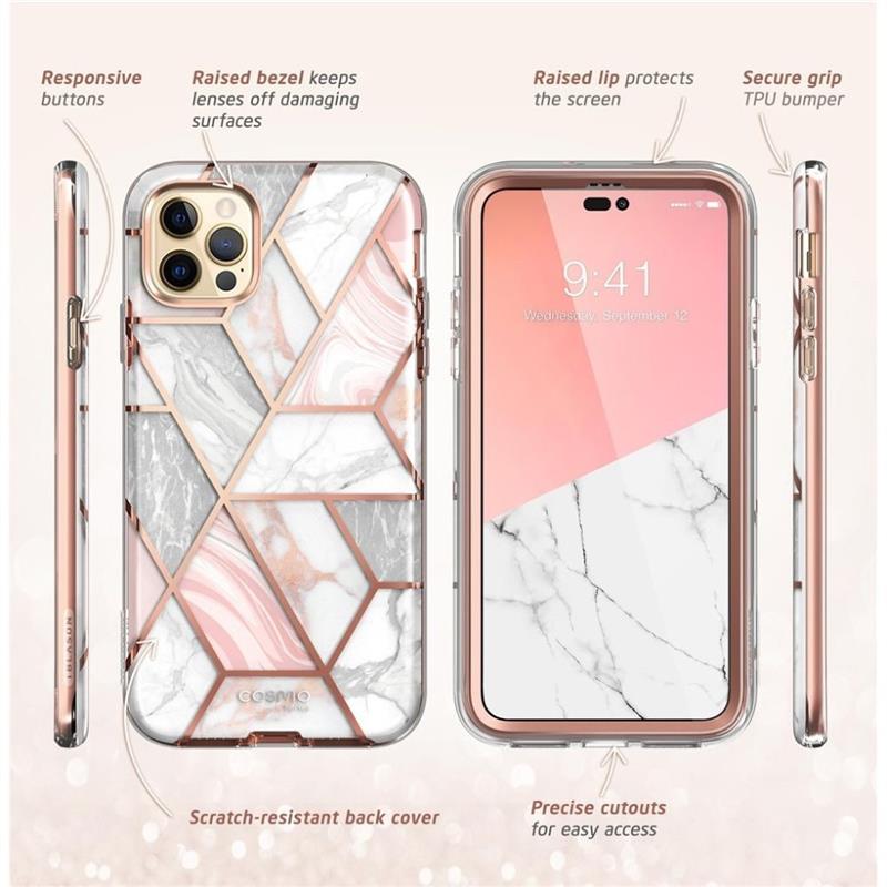 Supcase iPhone 14 Pro - Cosmo Case - Marble Pink