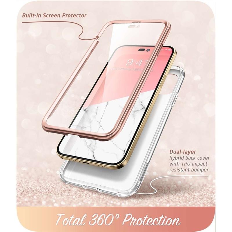 Supcase iPhone 14 Pro - Cosmo Case - Marble Pink