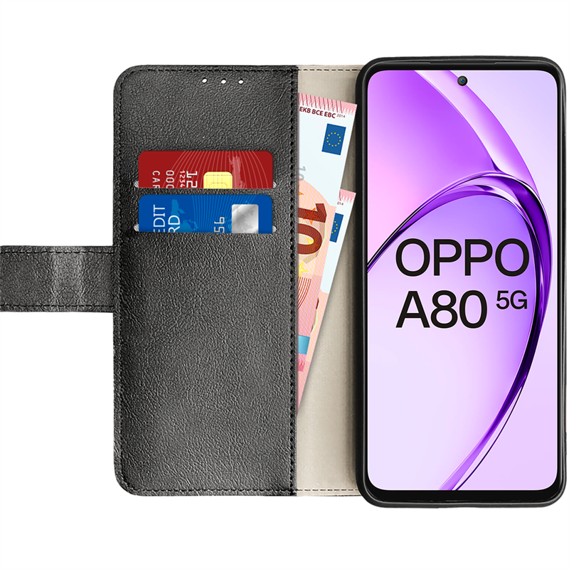 Oppo A80 - Classic Wallet Case - Black