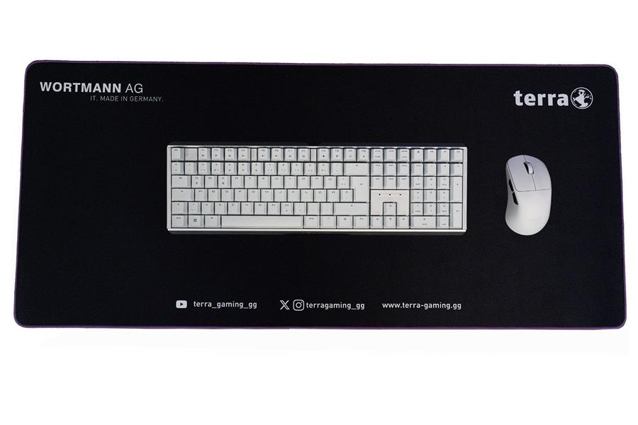 TERRA Mousepad XXL NEON Gaming black/purple lila Umkettelung, 900 x 400 x 3 mm