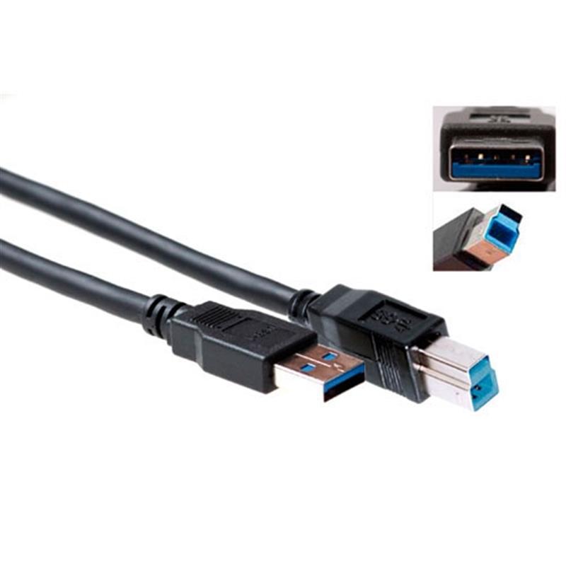 ACT 1m, USB 3.0 USB-kabel USB 3.2 Gen 1 (3.1 Gen 1) USB A USB B Zwart