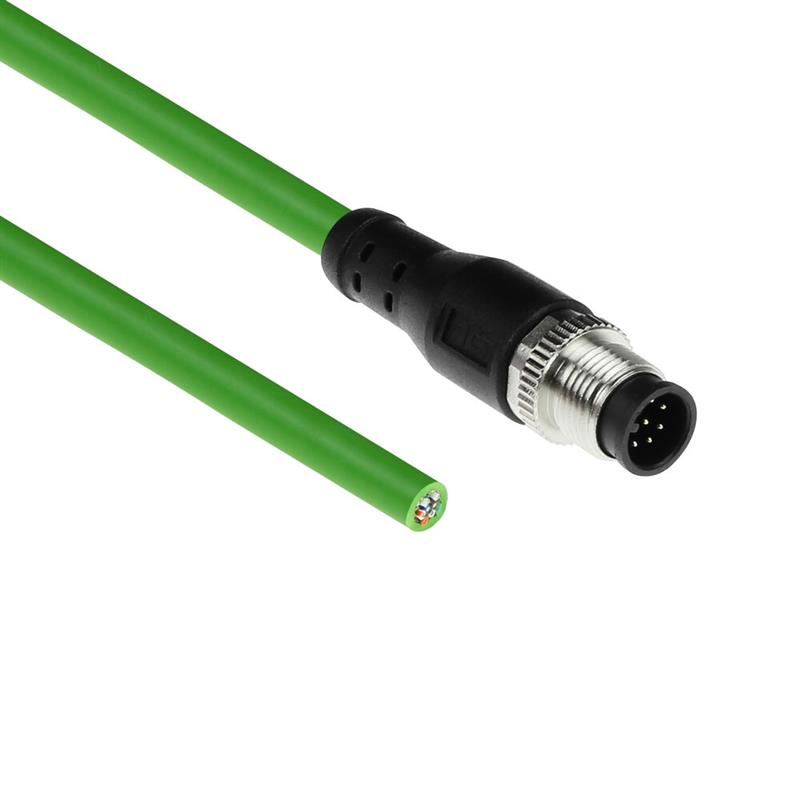 ACT Industrial 3,00 meter Sensor kabel M12A 8-polig male naar open end, Ultraflex TPE kabel, afgeschermd