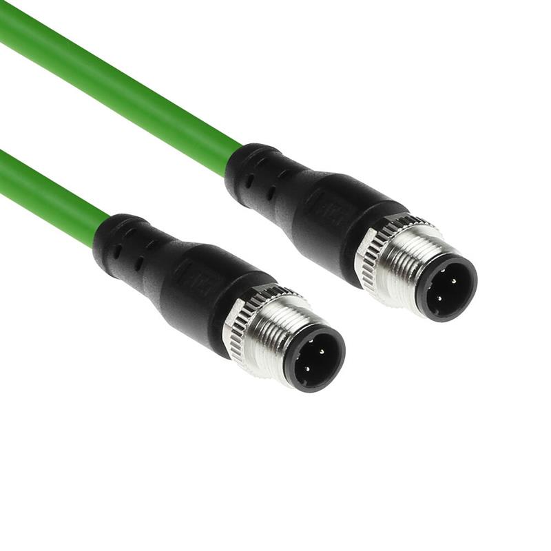 ACT Industrial 3,00 meter Sensor kabel M12D 4-polig male naar M12D 4-pin male, Superflex Xtreme TPE kabel, afgeschermd