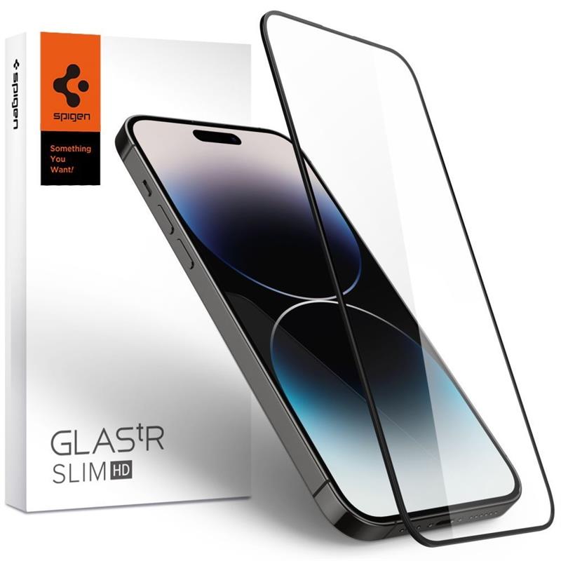 Spigen Screenprotector iPhone 14 Pro Max - Full Cover Glas - Black