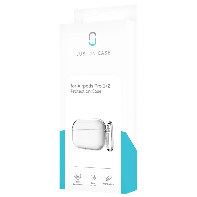 Apple AirPods Pro 1 2 - Soft TPU Case with hook - Clear