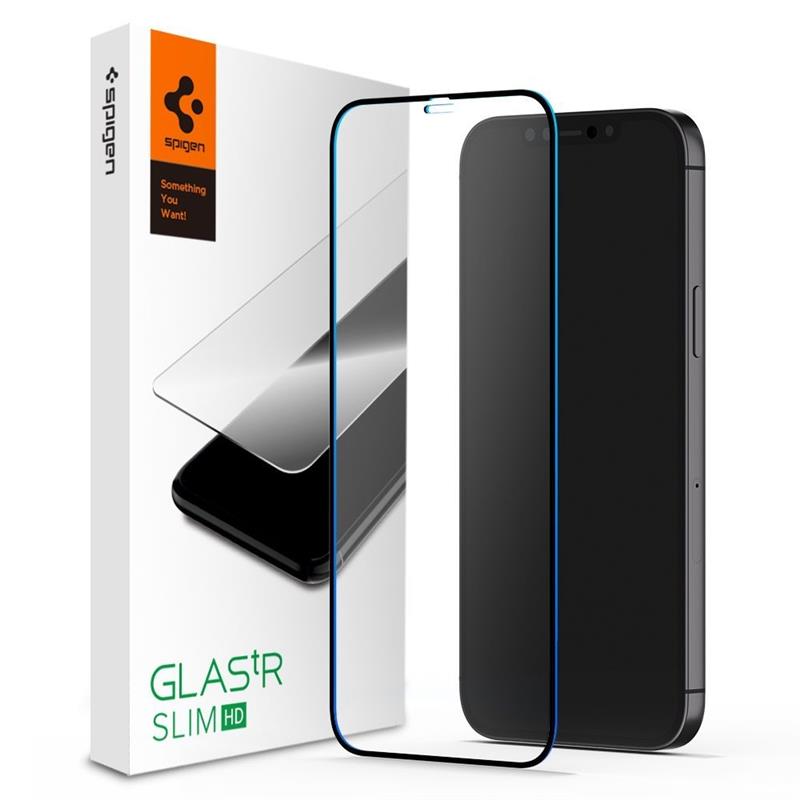 Spigen Screenprotector iPhone 12 Pro Max - Full Cover Glas - Black