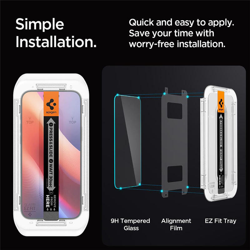 Spigen Screenprotector iPhone 16 Pro - Tempered Glas with AlignMaster 2 Pack - Clear