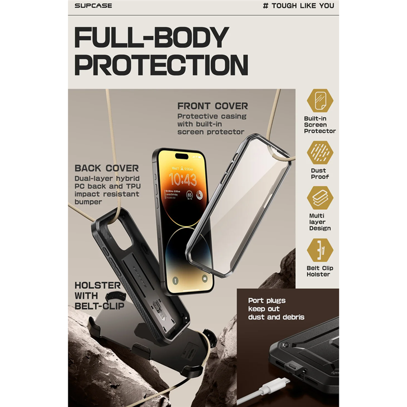 Supcase Case iPhone 15 Pro - Unicorn Beetle Pro - Black