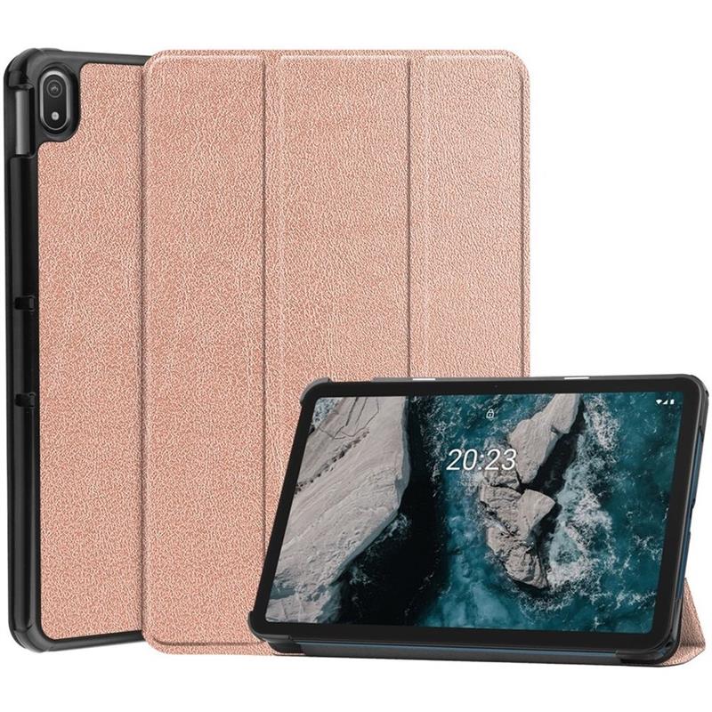 Nokia T20 - TriFold Smart Book Case - Rose Gold