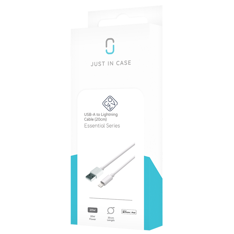 Essential USB-A to Lightning Cable - 20cm - White