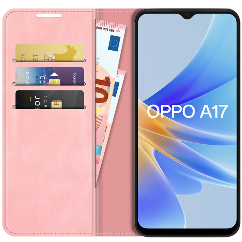 Oppo A17 - Magnetic Wallet Case - Pink